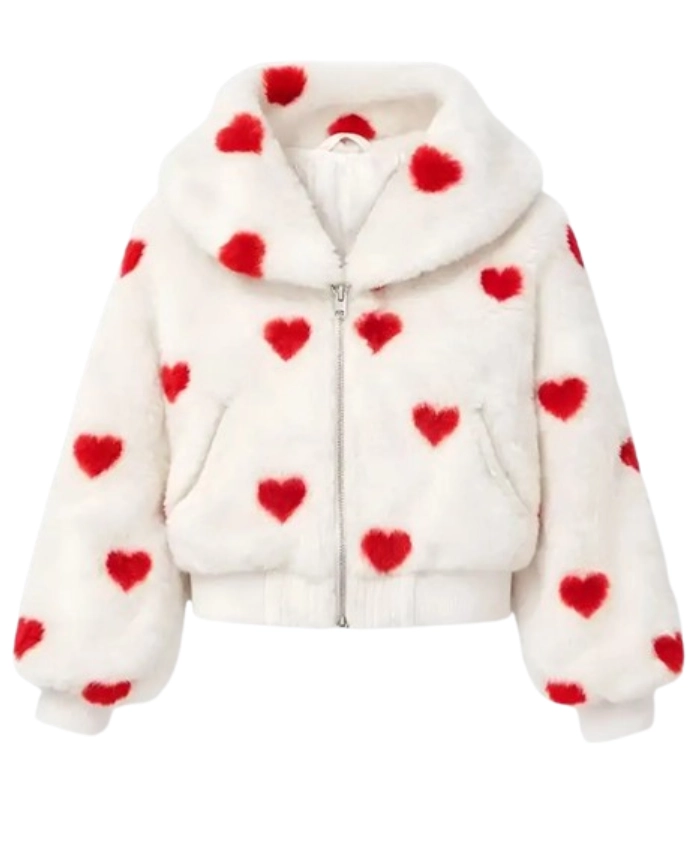 Valentine Red Heart Fur Jacket