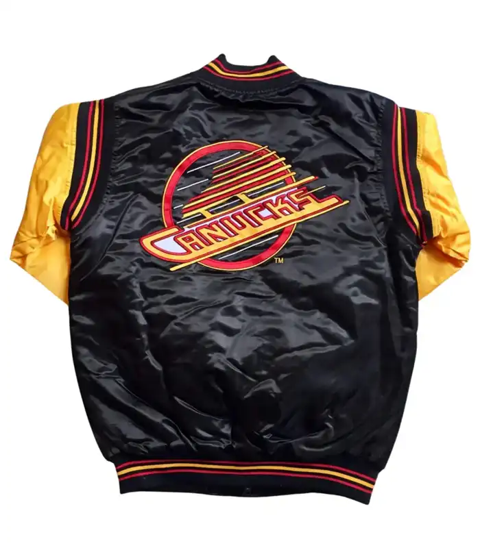 Buy Vancouver Canucks Black And Yellow Letterman Varsity Jacket For Unisex