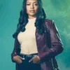 Buy Now High Potential 2024 Javicia Leslie Leather Purple Blazer For Sale
