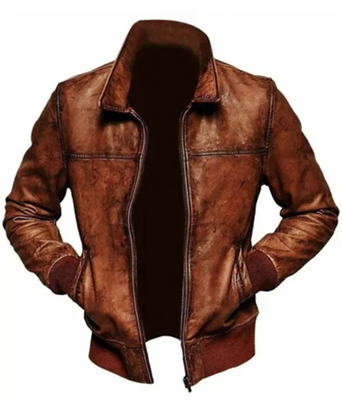 Cafe Racer Brown Wax Leather Jacket