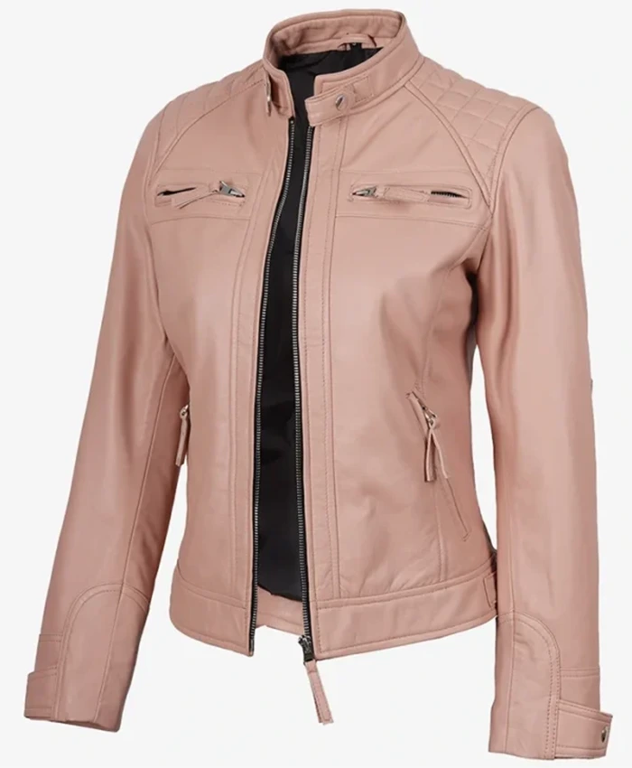 Cafe Racer Diamond Pink Moto Jacket