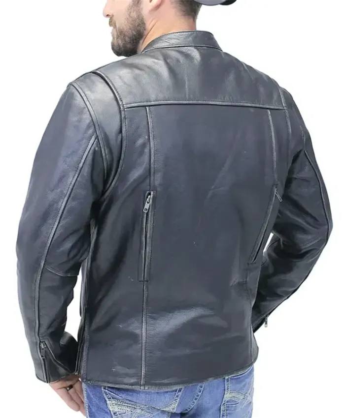 Cafe Racer Motorcycle Black Leather Jacket