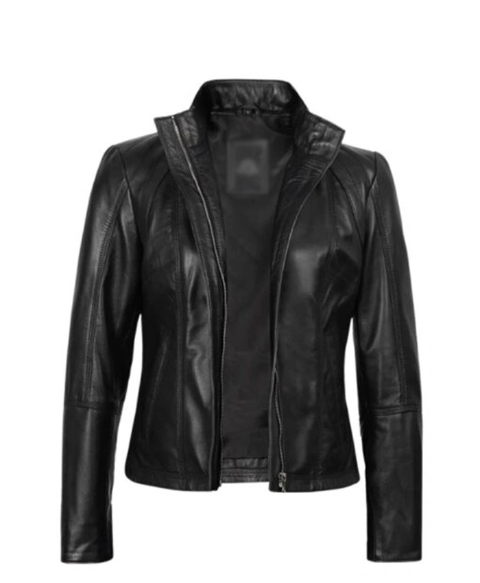 Cafe Racer Slim Fit Black Leather Jacket