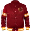 Calgary Flames 1980s Satin Red Varsity Jacket