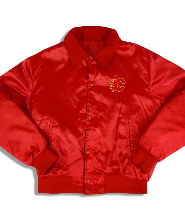 Calgary Flames 1990s Red Satin Jacket