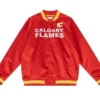 Calgary Flames Lightweight Satin Red Varsity Jacket