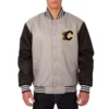 Calgary Flames Poly Twill Gray And Black Jacket
