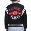 Calgary Flames Printed Logo Varsity Satin Jacket Back