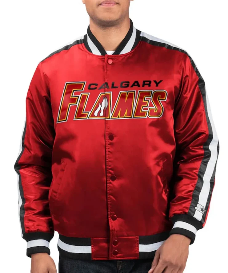 Calgary Flames Red O Line Satin Jacket