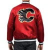 Calgary Flames Red O Line Satin Jacket Back