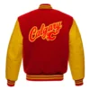Calgary Flames Red And Gold Varsity Jacket Back