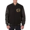 Calgary Flames Varsity Black Wool And Leather Jacket