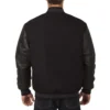 Calgary Flames Varsity Black Wool And Leather Jacket Back