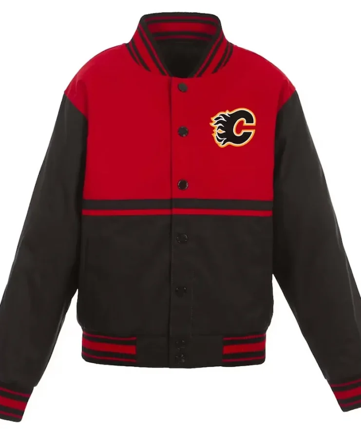 Calgary Flames Youth Black And Red Jacket
