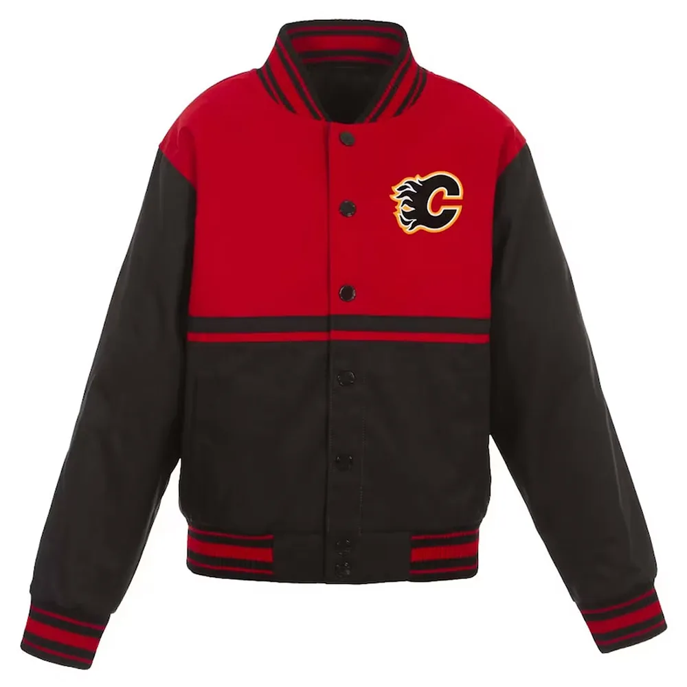 Calgary Flames Youth Black And Red Jacket