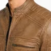 Camel Biker Style Leather Jacket Men