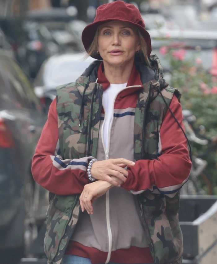 Cameron Diaz Bad Day 2026 Camouflage Hooded Vest