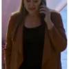 Camryn Manheim TV Series Murder In A Small Town Season 2 Jocelyn Tait Suede Moto Drape Brown Jacket