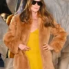 Carla Bruni Paris Fashion Week Photocall 2025 Brown Fur Coat