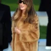 Carla Bruni Paris Fashion Week Photocall 2025 Fur Coat