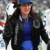 Carlie Irsay Gordon 2025 Indianapolis Colts Satin Black Bomber Jacket