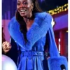 Carnaby Christmas Lights Switch On 2025 AJ Odudu Belted Fur Trim Blue Leather Coat