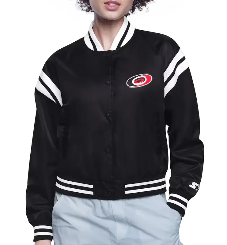 Carolina Hurricanes Printed Logo Varsity Satin Jacket