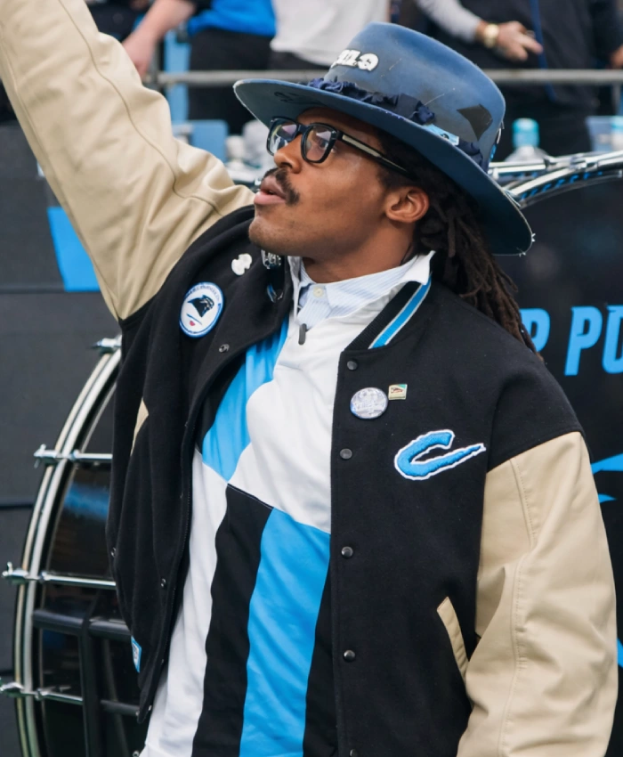 Carolina Panthers Cam Newton Black And Beige Jacket