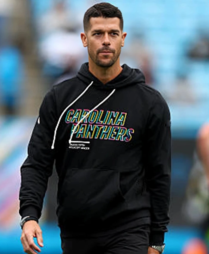Carolina Panthers Coach Dave Canales 2025 Black Crucial Catch Sideline Hoodie