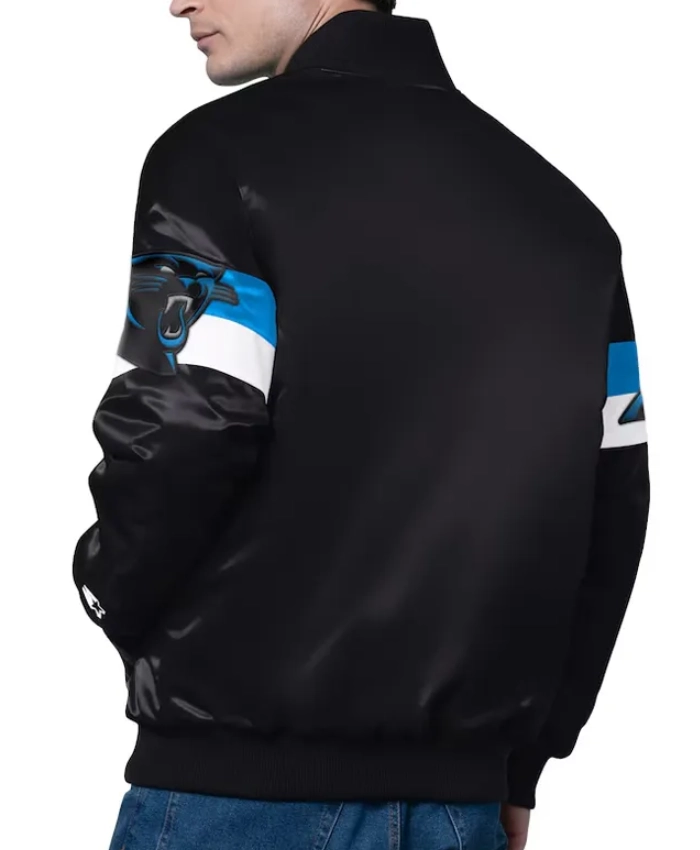 Carolina Panthers Triple Option Varsity Satin Jacket