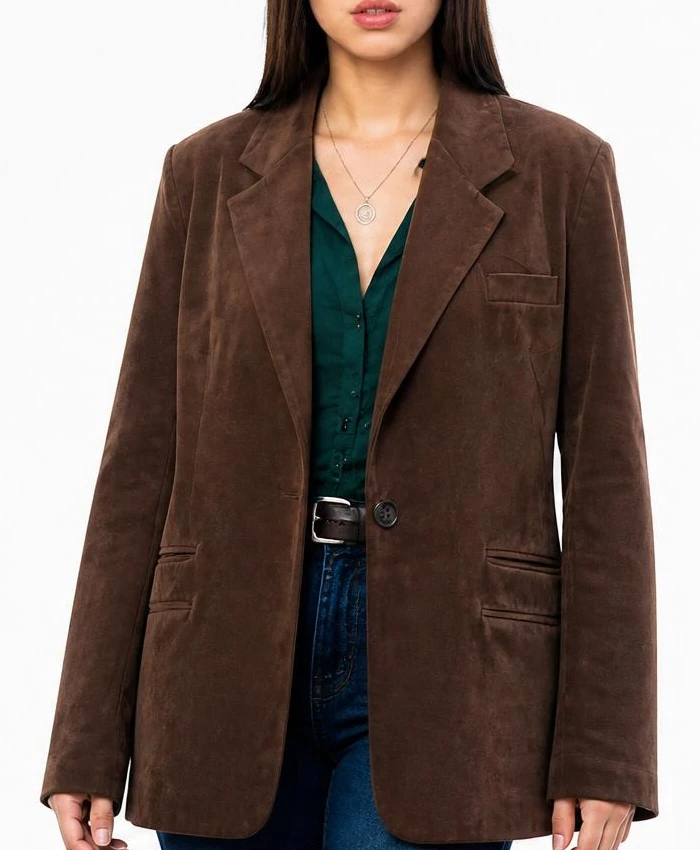 Carrie Series Miss Desjardin Suede Leather Coat Womens