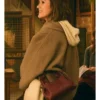 Champagne Problems 2025 Minka Kelly Brown Wool Coat