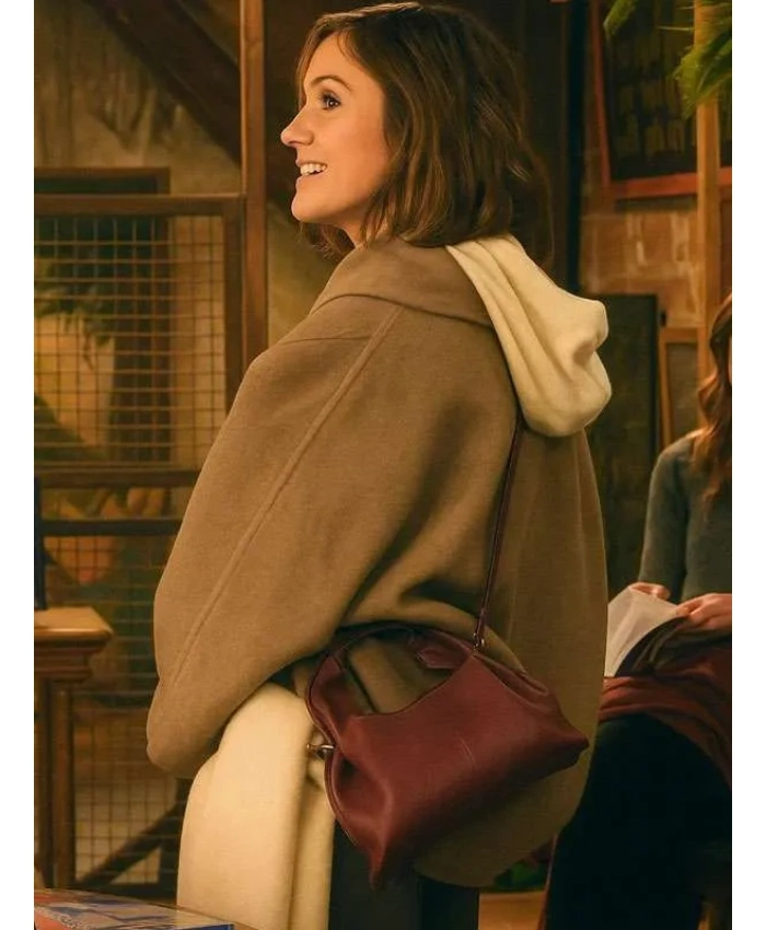 Champagne Problems 2025 Minka Kelly Brown Wool Coat