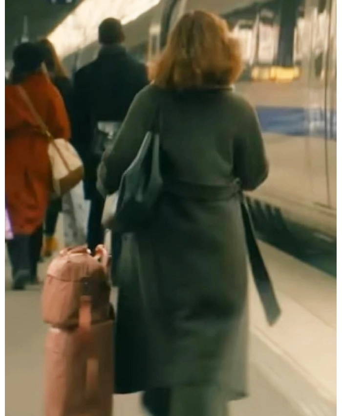 Champagne Problems 2025 Minka Kelly Green Wool Coat