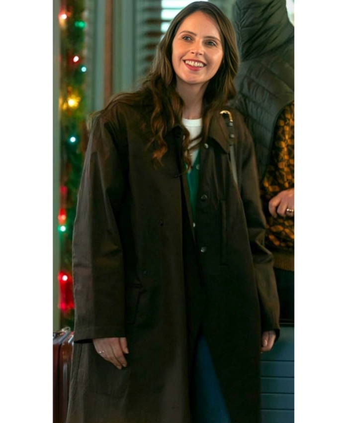 Felicity Jones Oh What Fun Trench Coat