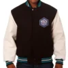 Charlotte Hornets Black And White Letterman Varsity Jacket