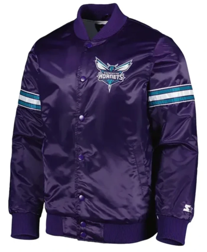 Charlotte Hornets Pick And Roll Purple Varsity Jacket
