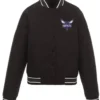 Charlotte Hornets Poly Twill Black Varsity Jacket