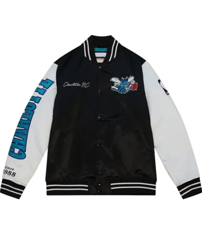 Charlotte Hornets Team Origins Black And White Varsity Jacket