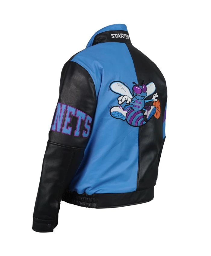 Charlotte Hornets Vintage Leather Zipper Jacket At Ljb