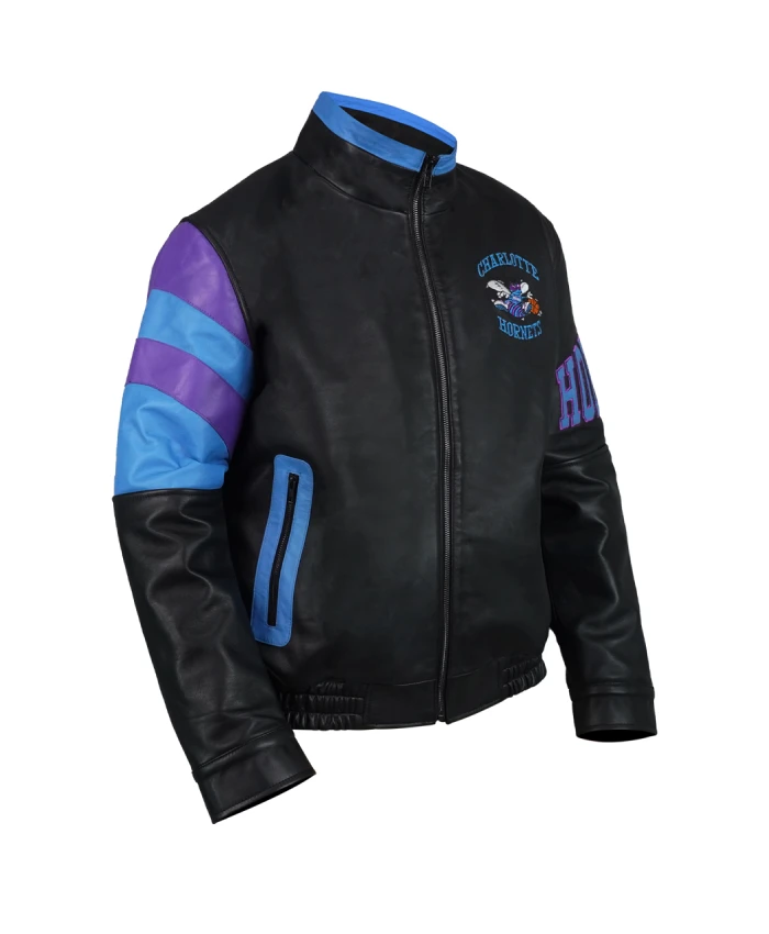 Charlotte Hornets Vintage Leather Zipper Jacket For Men And Women