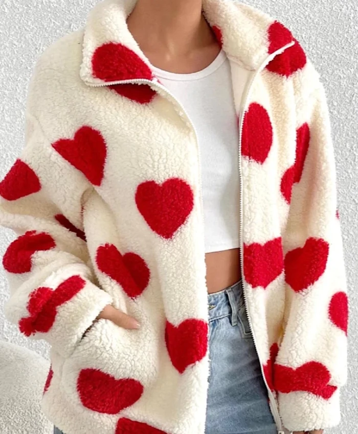Charm Cozy Heart Love Sherpa Jacket - Image 2