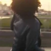 Chase Infiniti Film One Battle After Another 2025 Willa Asymmetric Leather Black Biker Jacket Buy Now