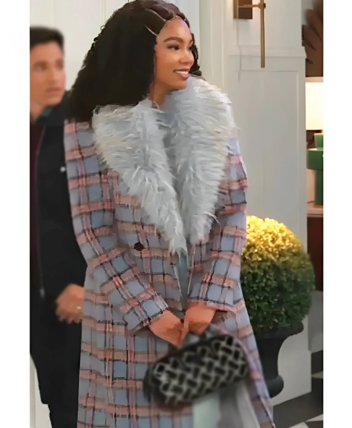 Chelsea Hamilton TV Series Beyond The Gates 2026 RhonniRose Mantilla Fur Collar Plaid Coat