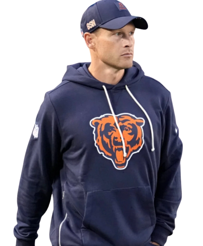 Chicago Bears 2025 Ben Johnson Sideline Initial Home Blue Hoodie For Unisex