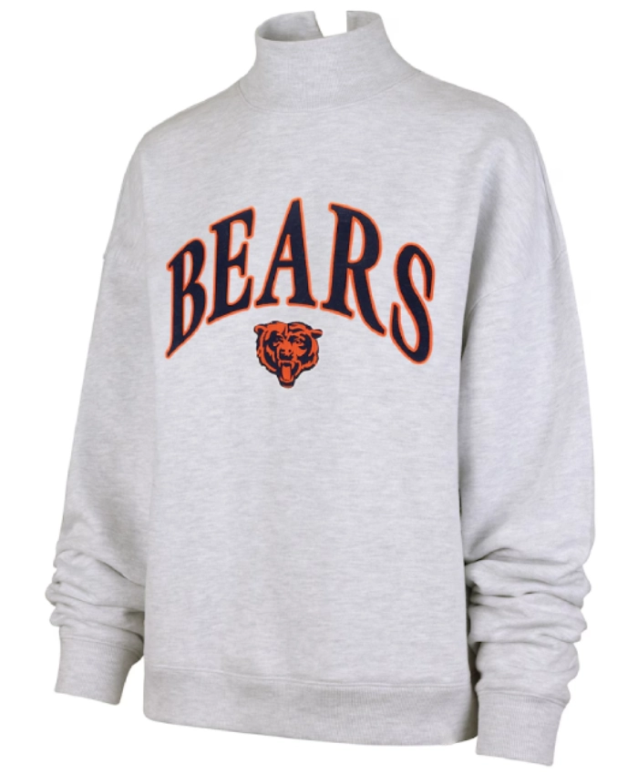 Chicago Bears 47 Womens Vantage Mock Neck Pullover Gray Sweatshirt