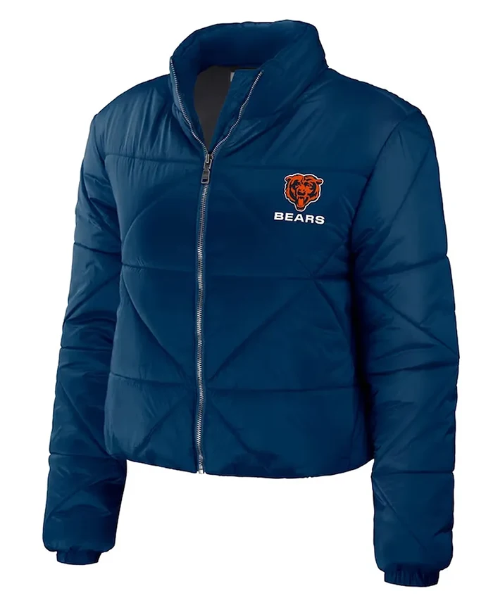Chicago Bears Blue Puffer Cropped Jacket