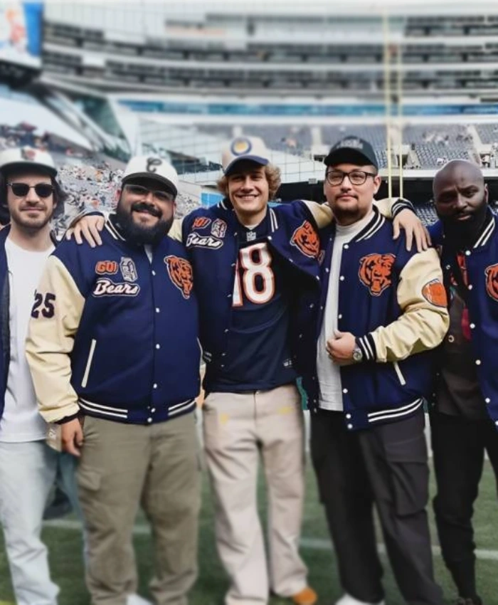 Chicago Bears Navy Full Snap Letterman Varsity Jacket