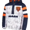 Chicago Bears Raglan Half Zip White And Navy Hooded Jacket