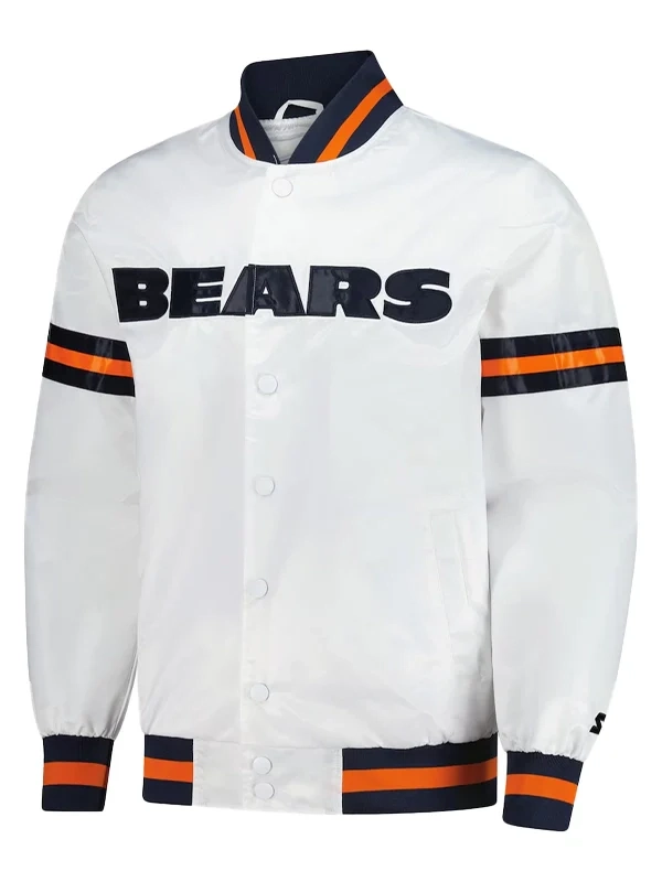 Chicago Bears Starter Scout Full Snap White Varsity Jacket